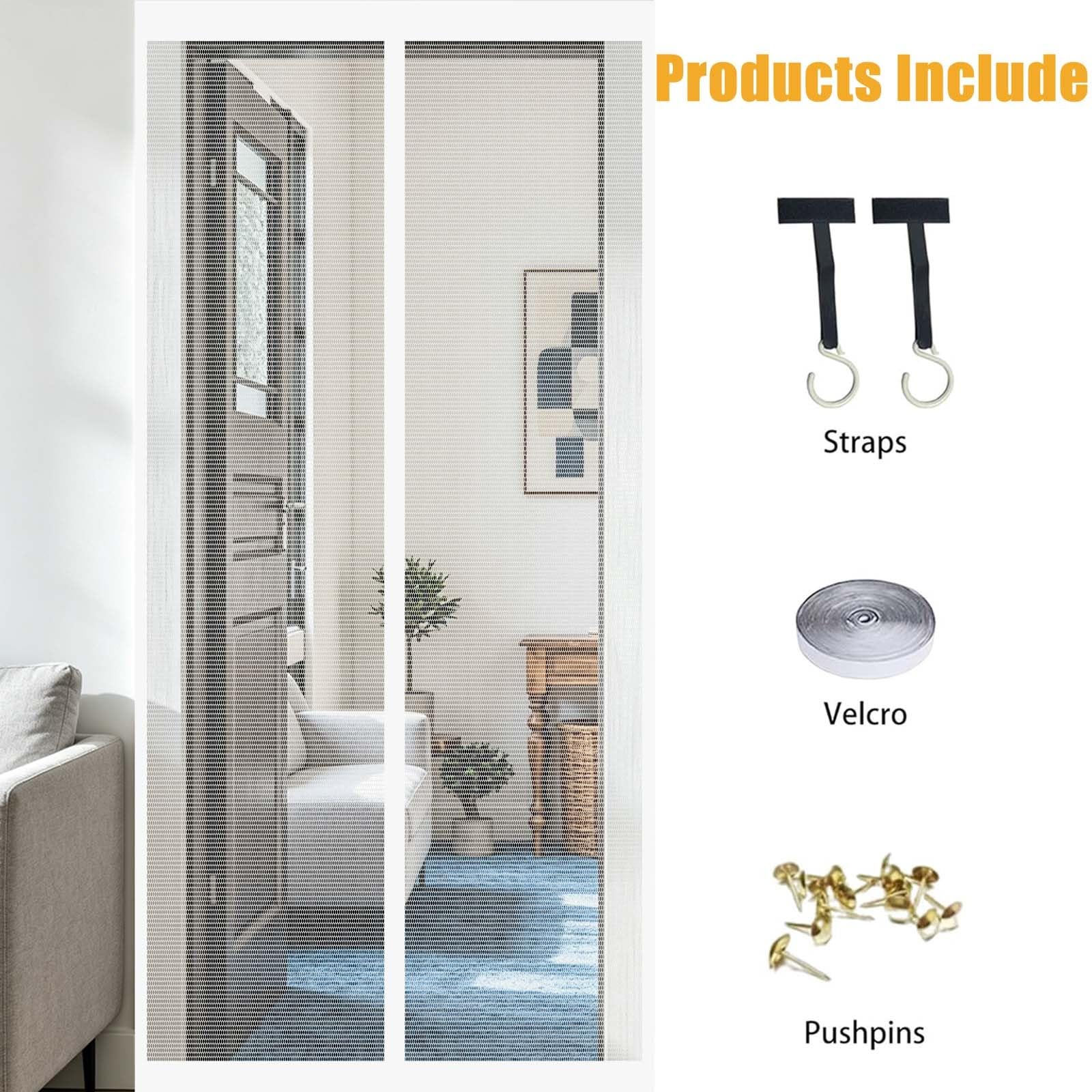 Zanzariera Porta Finestra 168 x 224 cm Magneti Potenti Chiusura Automatica, Traspirante Zanzariera Porta Finestra a Calamita Resistente Traspirante per Cantine Terrazze, Bianco