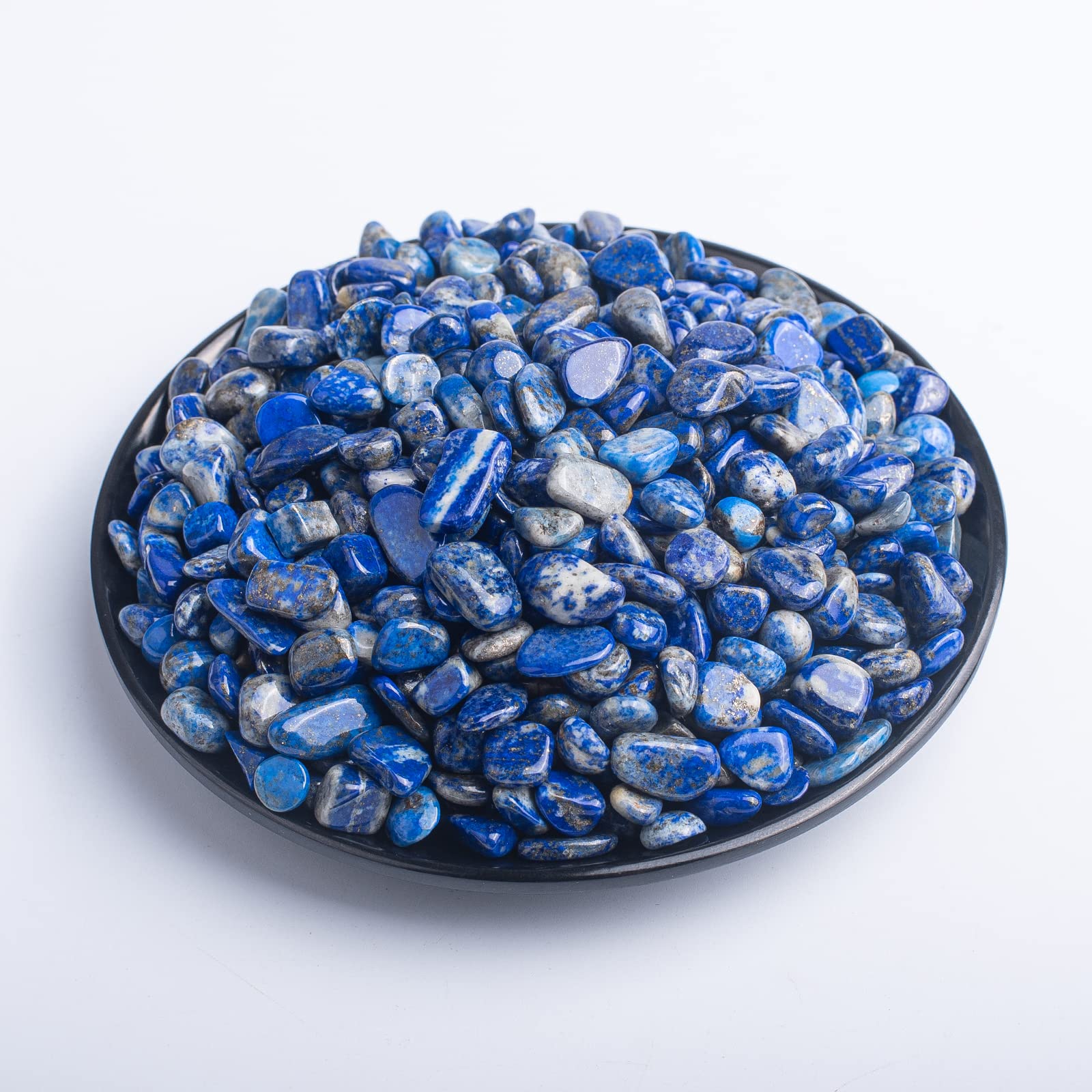 SigMntun Polished Lapis Lazuli Crystal Chips - 10 oz (283g) Tumbled Stone Chips Crushed Sea Glass Stones Healing Reiki Crystal Jewelry Making Home Decoration