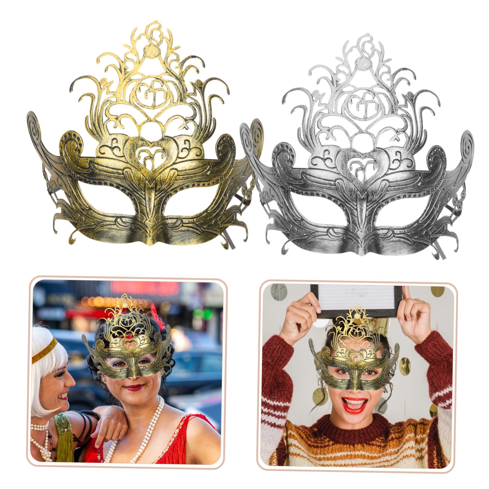 TOGEVAL 2pcs Retro Masquerade Masks for Women Stylish Festival Accessories Halloween Party Decorations Unique Design for Dancing Celebrations for All Occasions