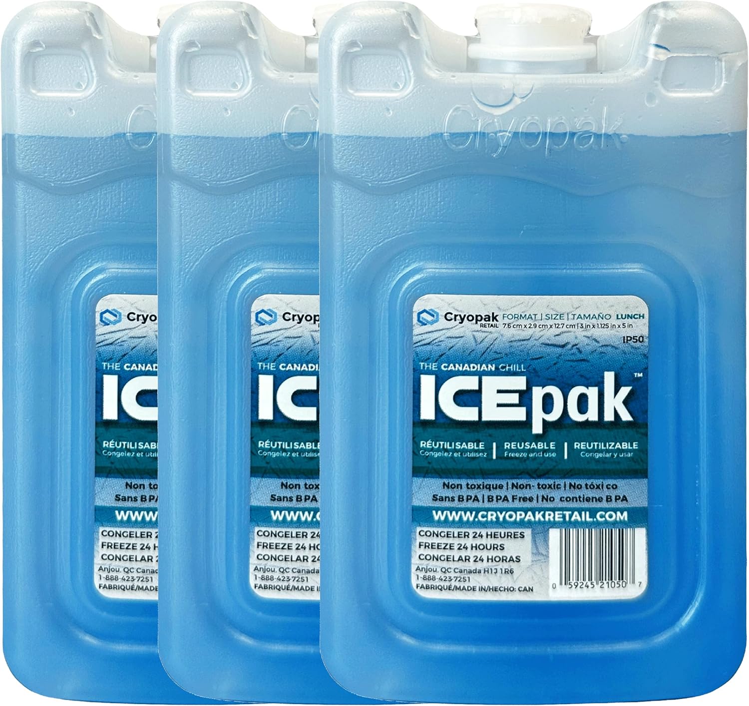 Cryopak ICEpak Hard Shell Reusable Ice Packs for Coolers and Lunch Box Use, Freezer Safe Gel Design, Professional Grade Cooling, Non-Toxic and BPA Free, Essential Travel Accessories