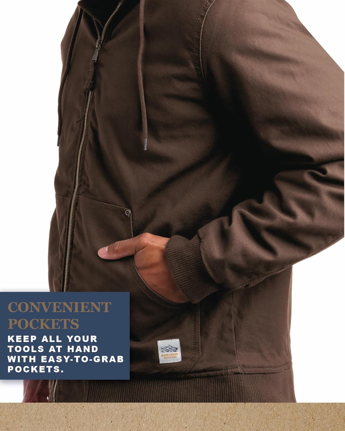 Bass Creek Outfitters Mens Canvas Jacket - Quilted Lining & Ribbed Cuff Sleeves Tricot Duck Work Jackets for Men (M-XXL) - Image 2