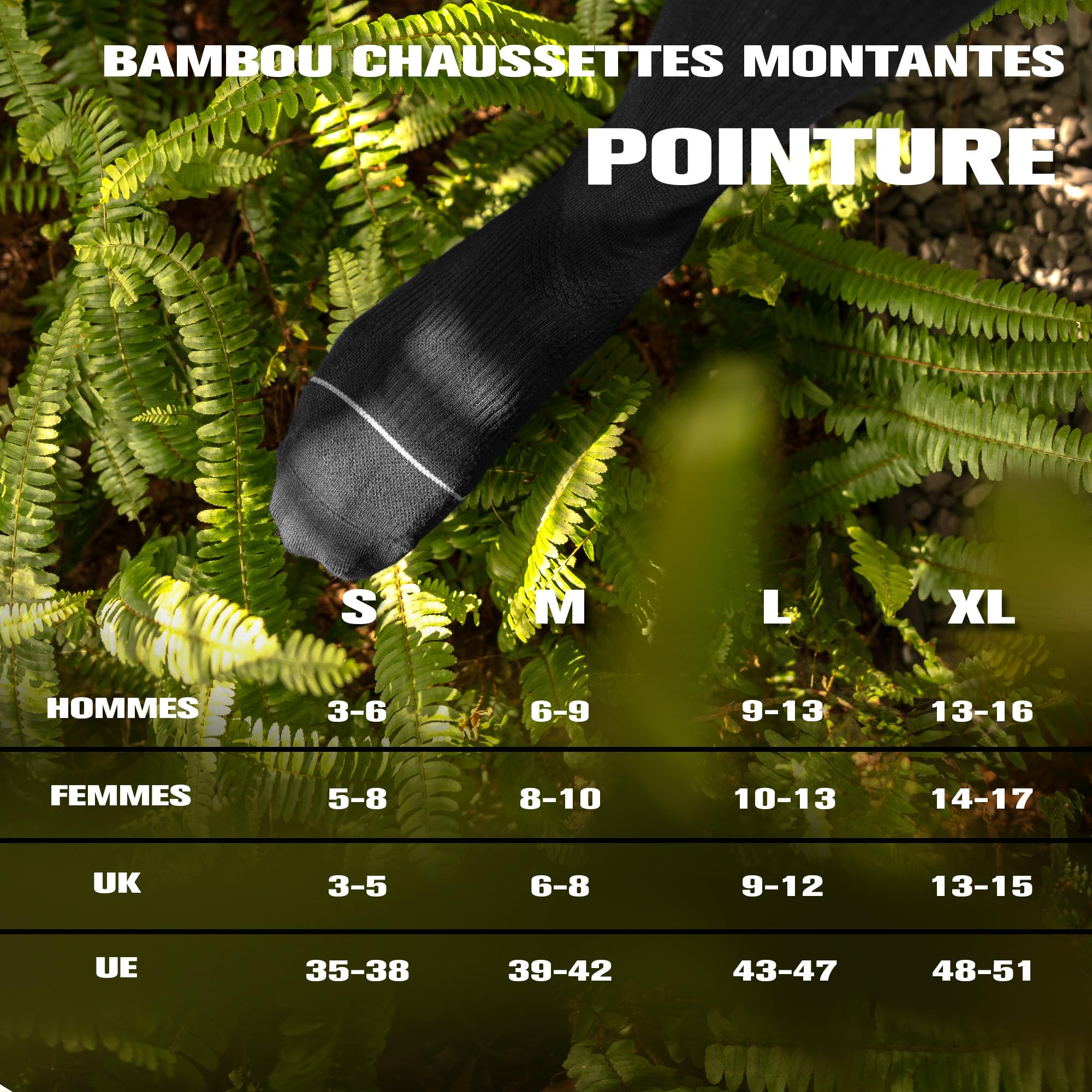 ineepor 6 Paires Bambou Chaussettes de Contention Hommes Femmes – Légères, Sans Couture, Transpirantes, Anti-Odeur – Course, Randonnée, Vélo