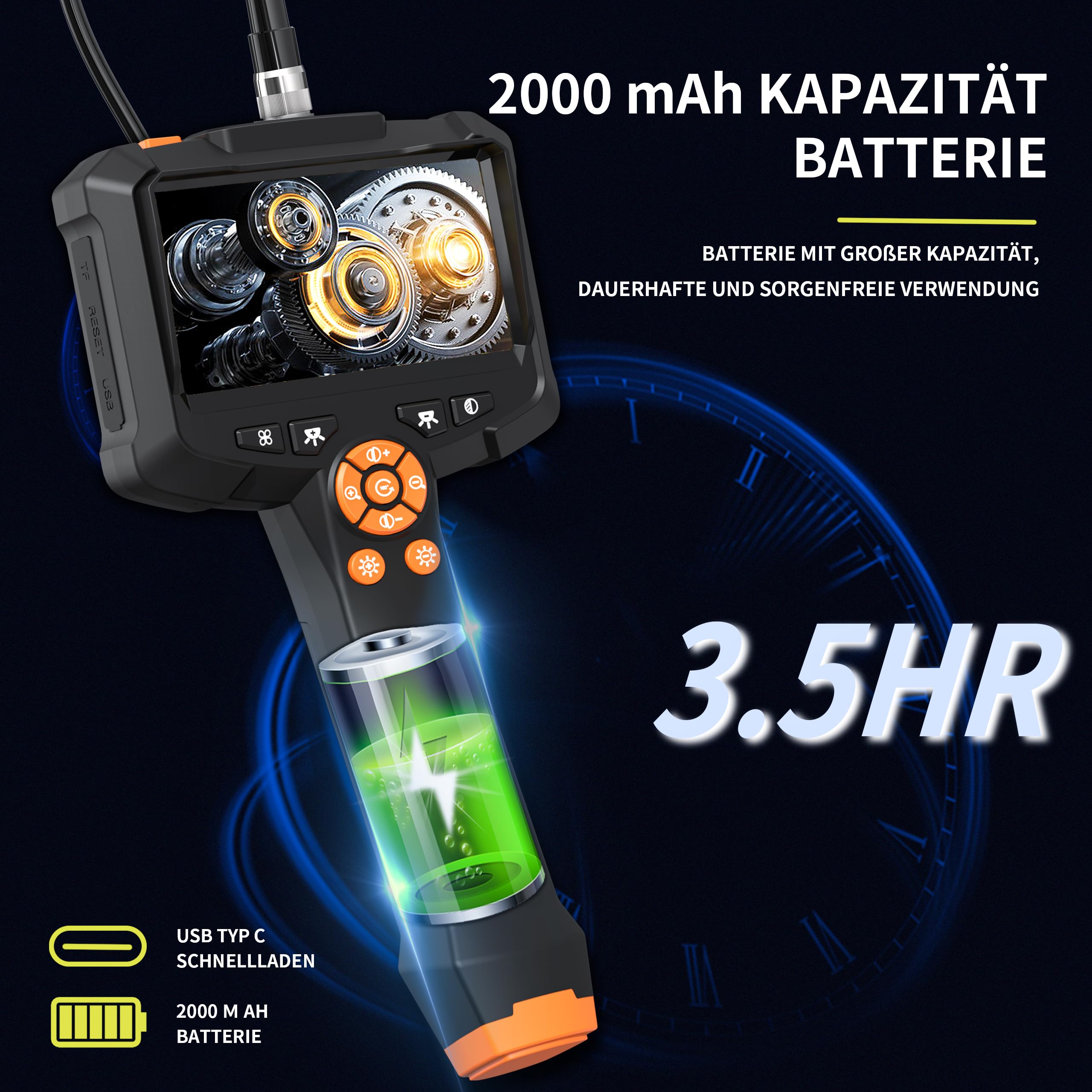 Daxiongmao Cámara Endoscópica con Luz, Impermeable IP67, 1080p HD, 16.5 Pies, USB, Negro