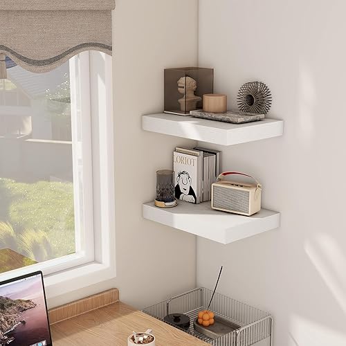 Miniatura 5 de Estantes flotantes de color blanco profundo de 12 pulgadas, estante flotante de 16 x 12 pulgadas para libros, estantes de pared profundos de madera