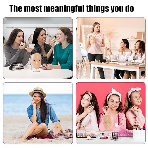 Miniatura 4 de ZTBBRA Tabla facial de práctica de maquillaje cara de práctica de maquillaje de silicona reutilizable cara de maniquí de maquillaje viene con juego