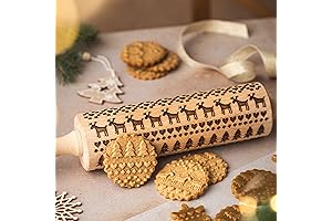 SCANDINAVIAN CHRISTMAS EMBOSSING ROLLING PIN for GINGERBREAD COOKIES DECORATING ROLLER GIFT