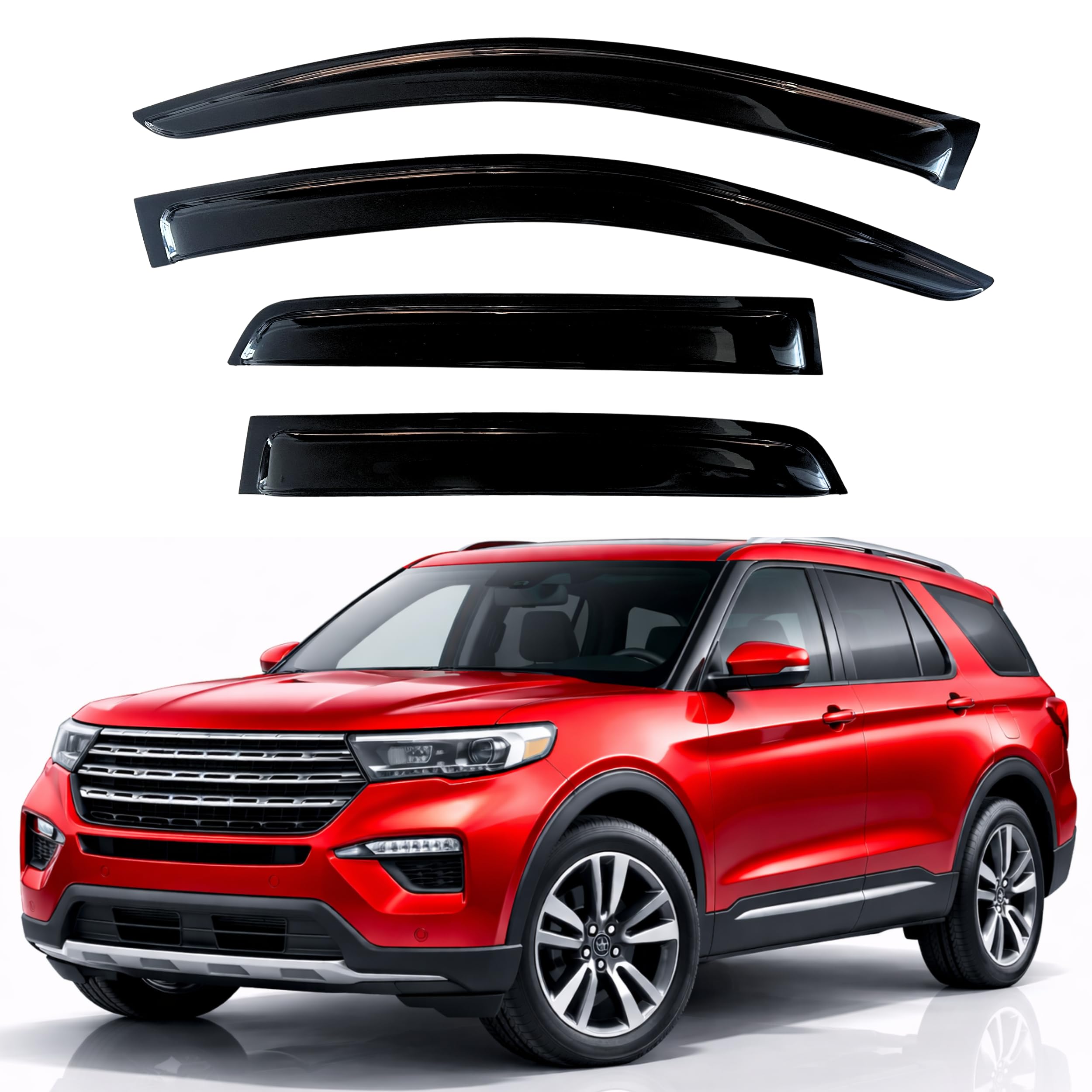 KPY Rain Guards Fit for 2020-2026 Ford Explorer, Out-Channel Window Visors Vent Wind Deflectors 4PC, Car Accessories for 20-26 Explorer