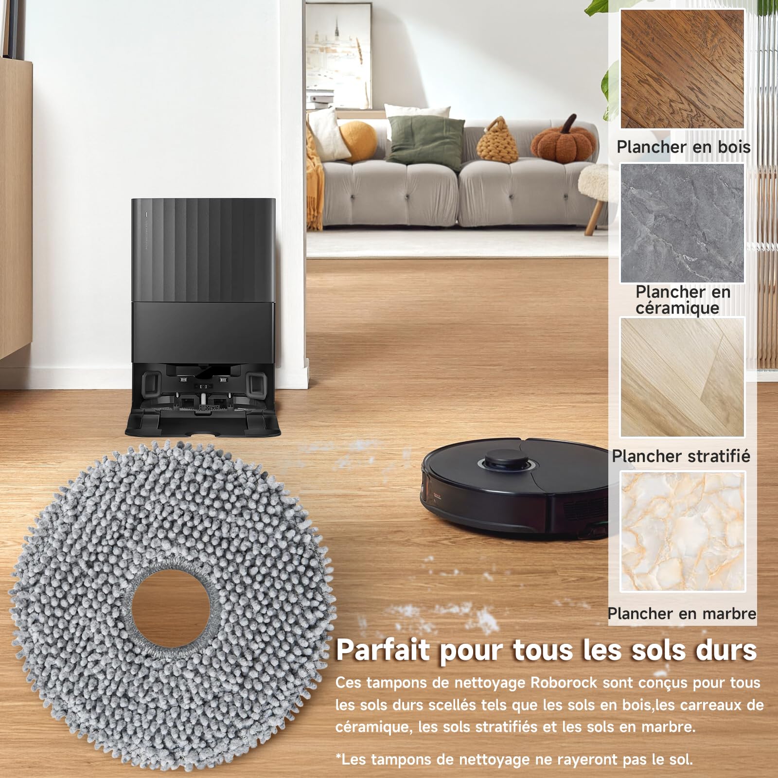 Serpillières de Rechange Roborock Saros 10R/20/Z70 Qrevo Aspirateur Robot Lavable