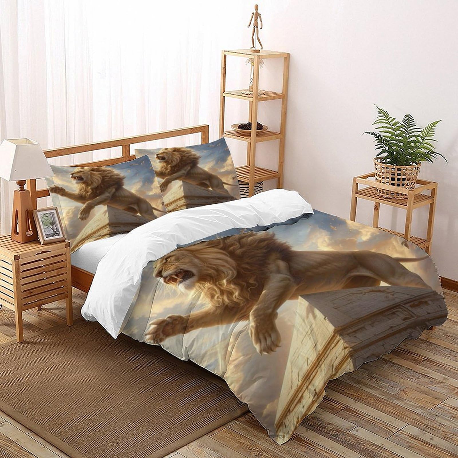 Housses de couettes égyptienne pyramide 3D microfibre parure de lit 200x200 animal