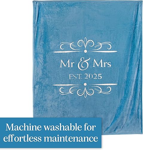 Miniatura 5 de Soft Sentiments Outrageously Soft Manta reversible de terciopelo ultra afelpado, 50 x 60 pulgadas, Mr & Mrs 2025