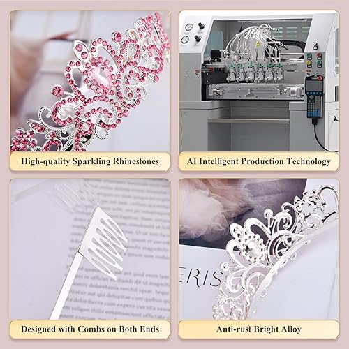 Miniatura 3 de Tiaras de princesa de cristal brillante para mujeres y niñas, diadema de reina de moda para boda, cumpleaños, novia, graduación, fiesta, disfraz de