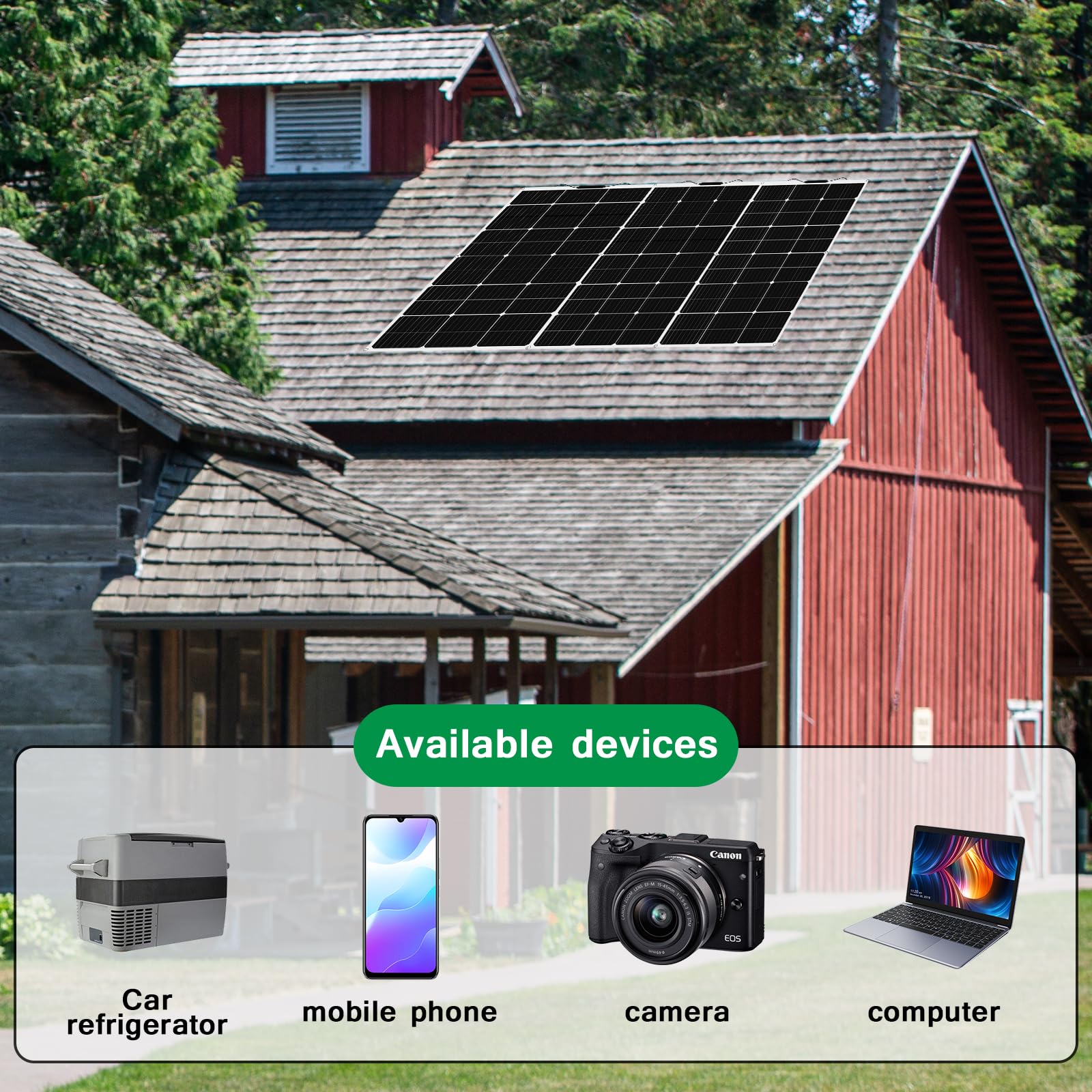 500w Off Grid Solar Kit 5pcs 100w Flexible Solar Panel Monocrystalline Solar Module + 50A USB Controller for RV, Roof, 12V Battery and Uneven Surfaces (500)