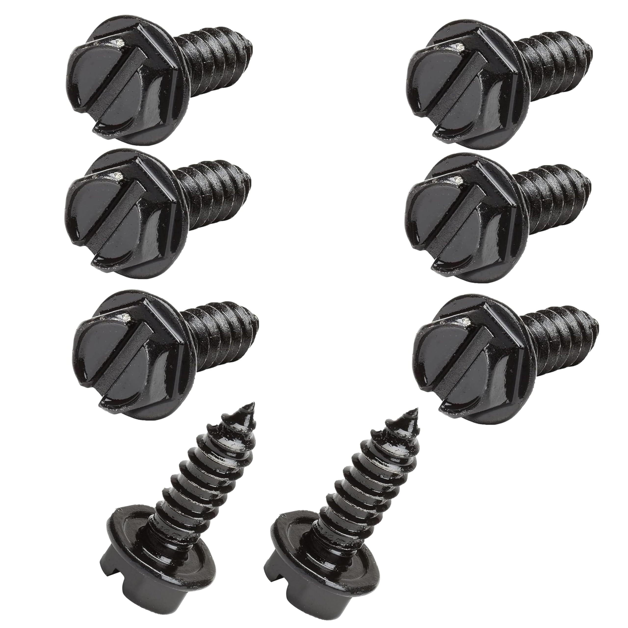 Stainless Steel License Plate Screws with Rustproof Finish (8-Pack/Front & Rear) Black 8-Pack