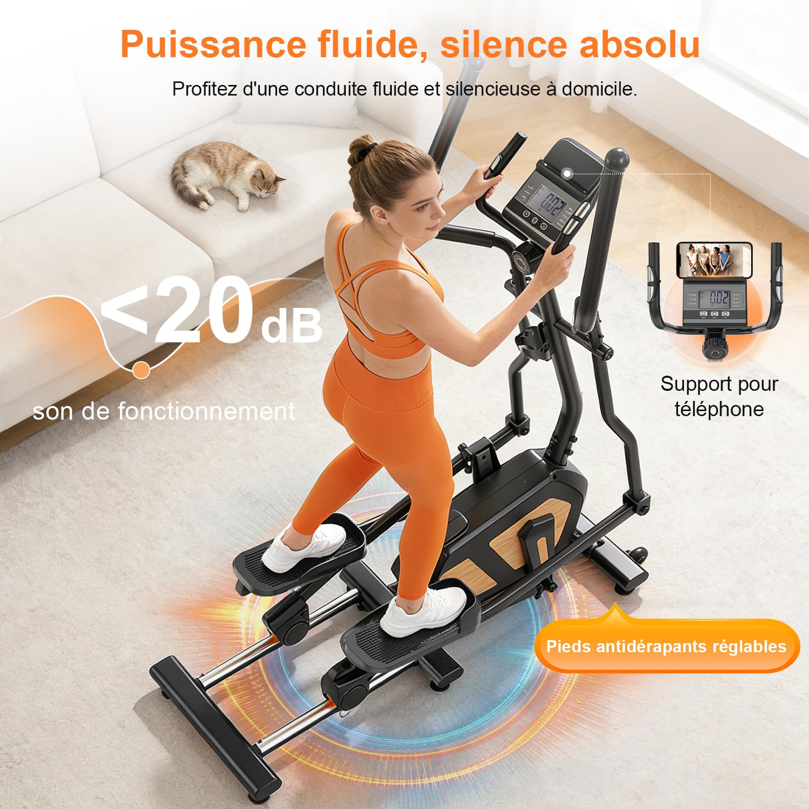 Neezee Vélo Elliptique d'Appartement, 16 Niveaux, Roue d'Inertie 10kg