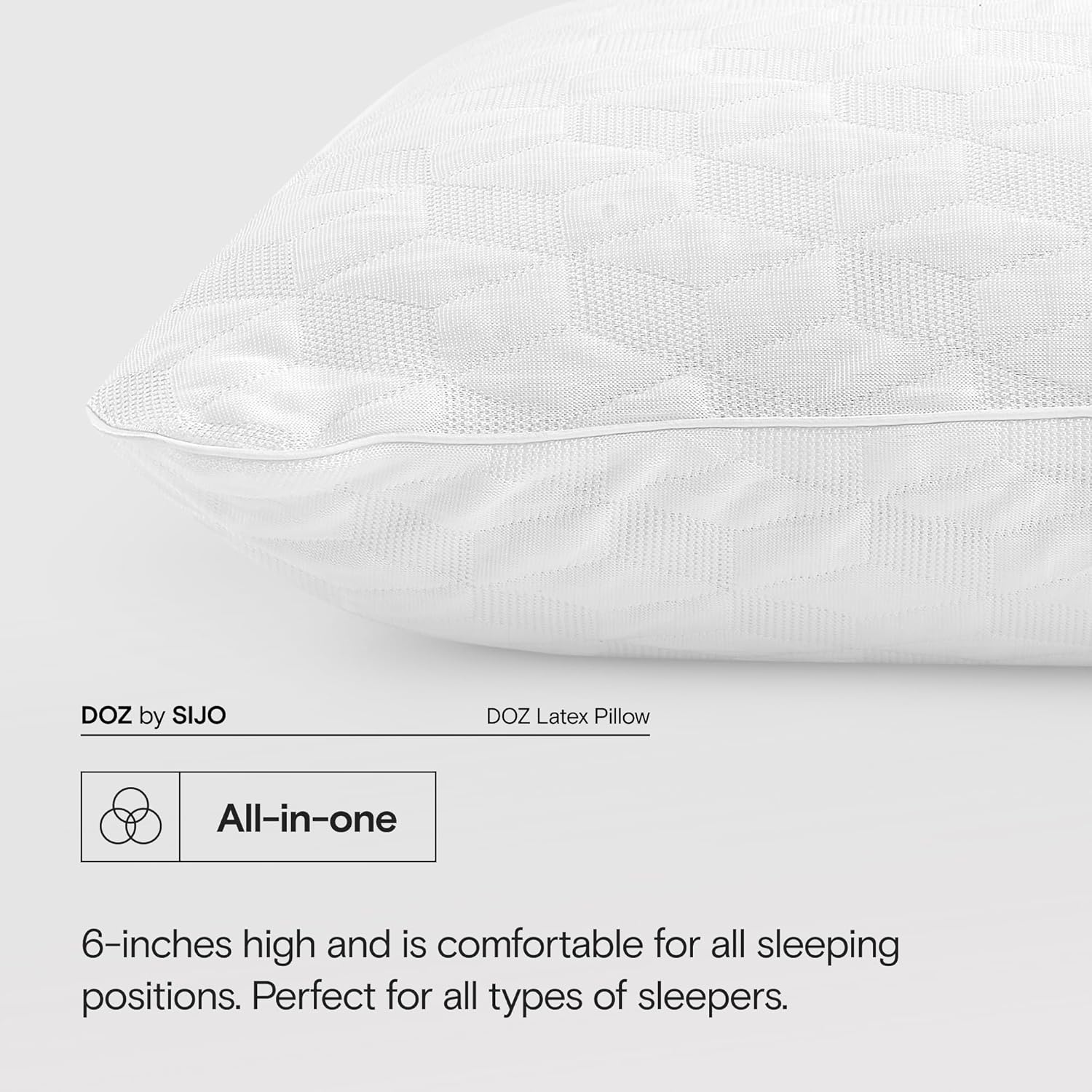 DOZ Foam Pillow, 100% Natural Talalay Latex Pillow with Cooling Cover, Super Soft, Medium Support, Pressure Relief, Perfect for Back & Stomach Sleepers, Oeko-Tex Cert Cover and Latex (Standard) - Image 5