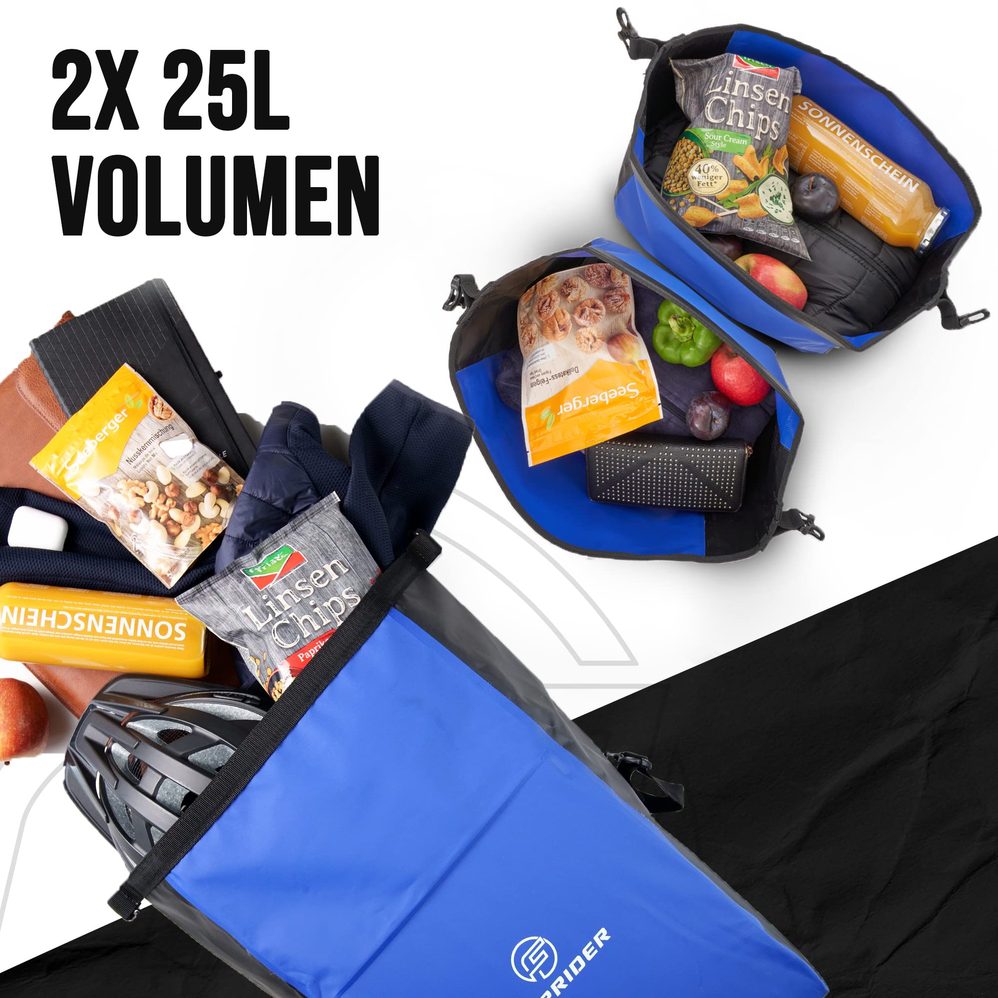 Forrider Fahrradtaschen fr Gepcktrger 2er Set Wasserdicht Reflektierend  | Gepcktrgertaschen 50L | Sattel Tasche frs Fahrrad & E-Bike ...