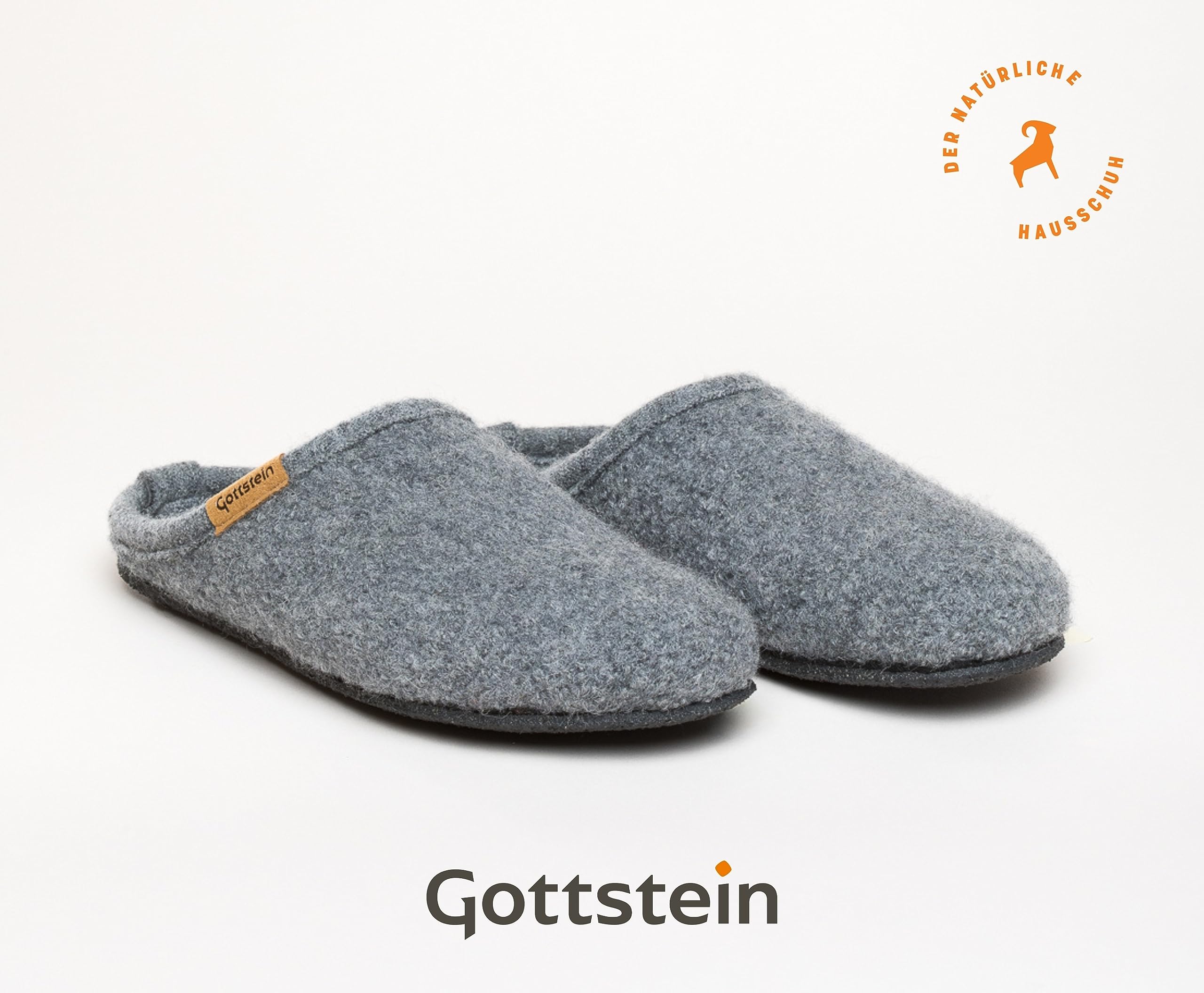 Gottstein Filzpantoffel Alpine Light aus Mulesing-freier Schaf-Schurwolle – Handgefertigte Hausschuhe aus Wollfilz für Damen & Herren Größe EU 36-48 – Patentierte naturub® Naturkautschuksohle