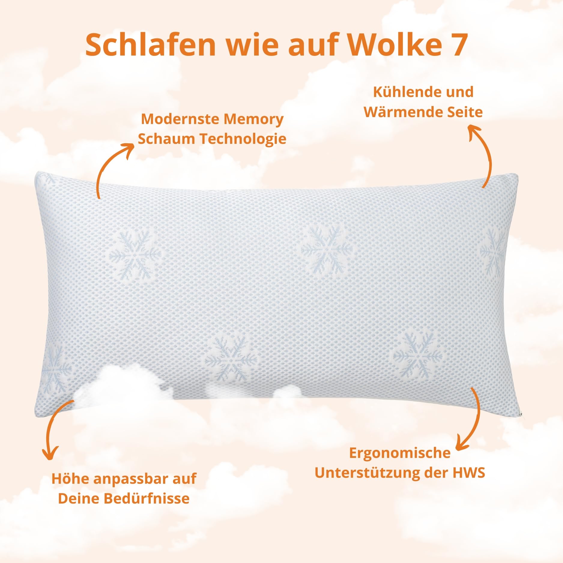 sleepling Memory Foam Kissen 40x80 cm, Kühlendes Kopfkissen Sommer mit Warmer Seite Winter, Ergonomisch & Höhenverstellbar, Nackenstützkissen 40 x 80 cm, Made in EU, Oeko-TEX, Waschbar bis 40 Grad