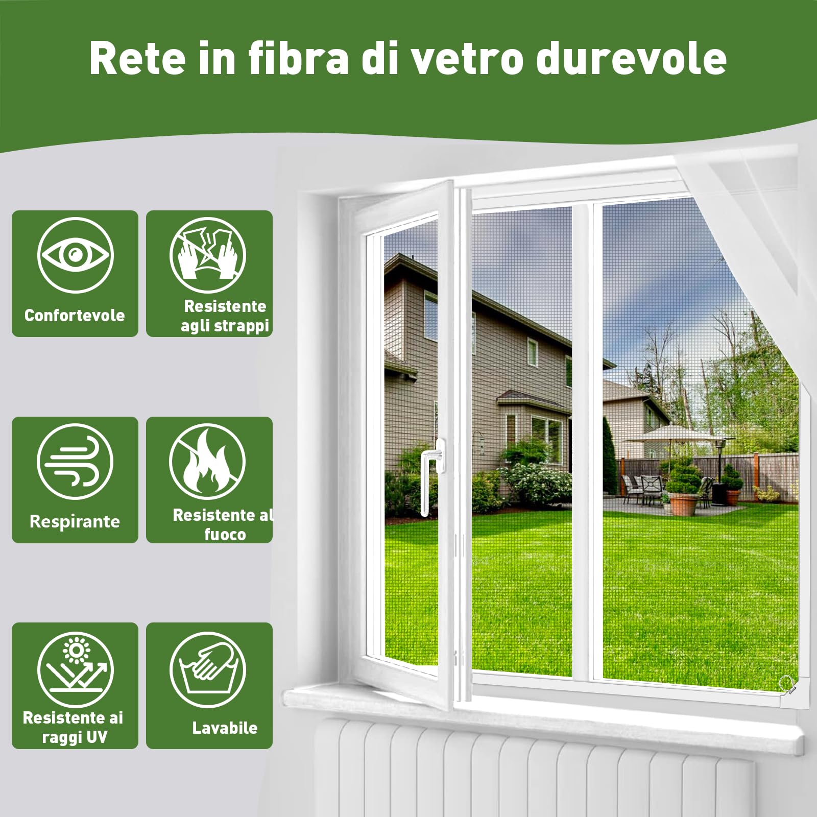 Zanzariera Magnetica Finestra, 130 x 150 cm Regolabile Zanzariera Magnetica, Zanzariere in Fibra di Vetro Durevoli, Facile da Installare Senza Forare o Avvitare - Grigia