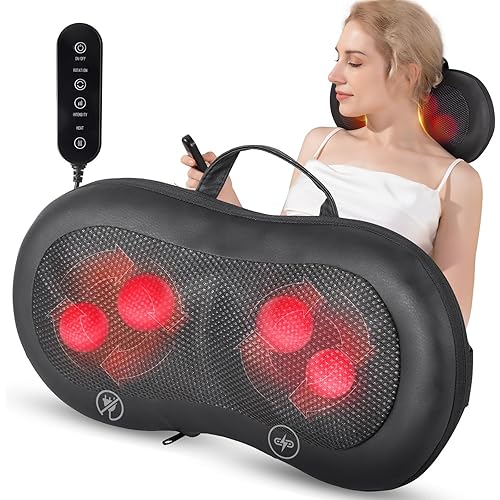 ANHAO Christmas Gifts for Women,White Elephant Gifts for Adults Cordless Back Massager with Heat, Neck Shoulder Massager with Remote, 3D Kneading Massage Pillow Birthday Gift for Women Men Black