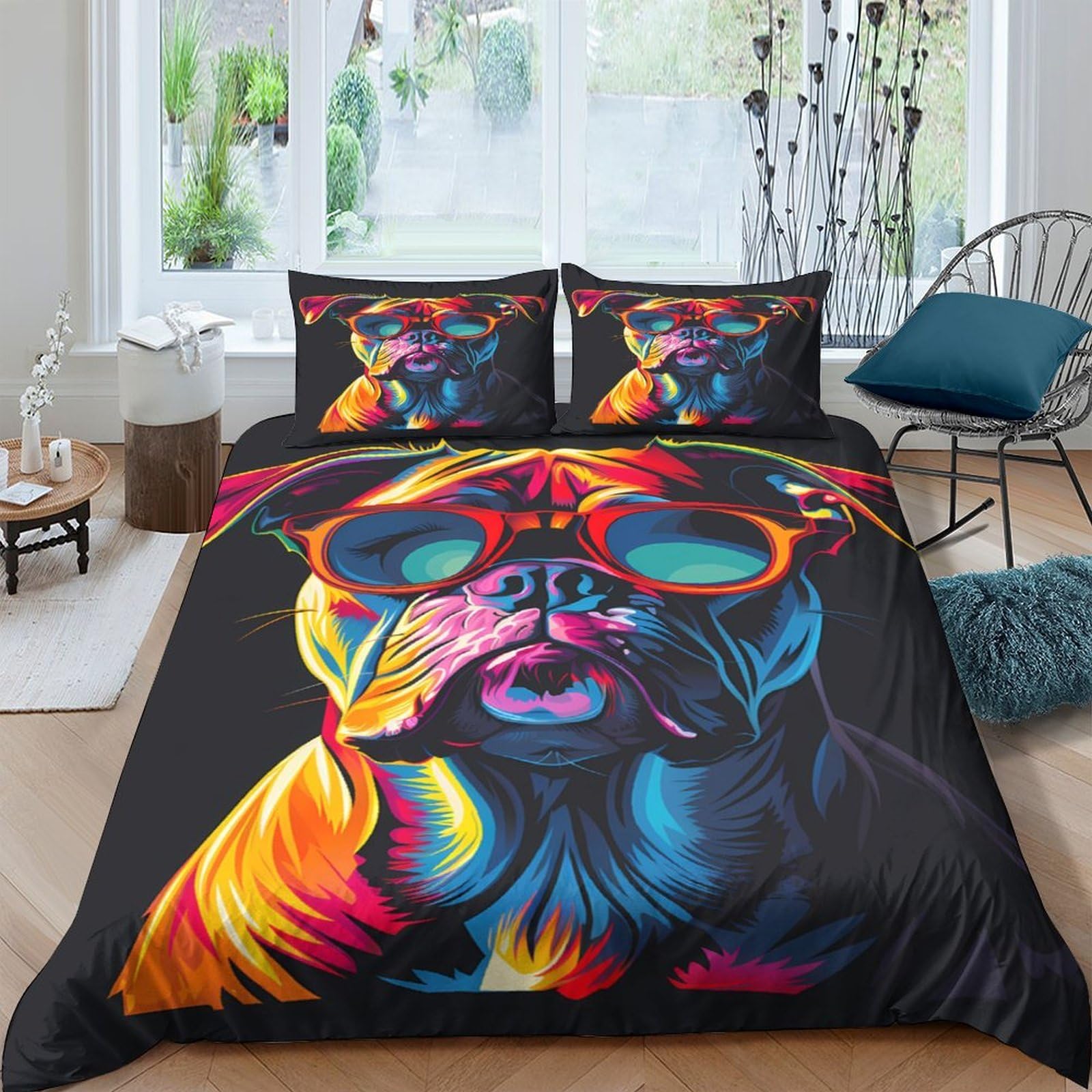 Unrxjzlvm Style-3 Vivid Dog Art Duvet Cover Microfiber Student Teen Bedding