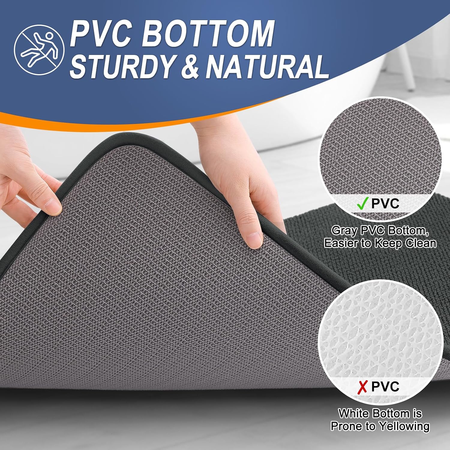 OLANLY Thick Memory Foam Bathroom Rugs 30x20, Absorbent Bath Mat, Dark Grey image 4