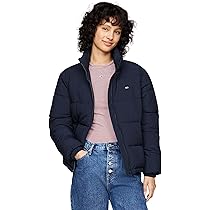 Tommy Jeans Donna Giacca Imbottita Essential Puffer con Colletto, Blu (Dark Night Navy), XL