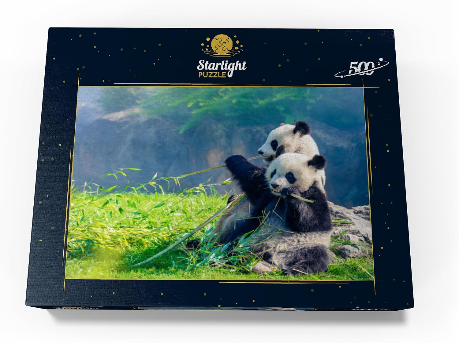 MyPuzzle Mother Panda and Her Baby Panda Eating Bamboo - Premium 500 Piece Jigsaw Puzzle for Adults