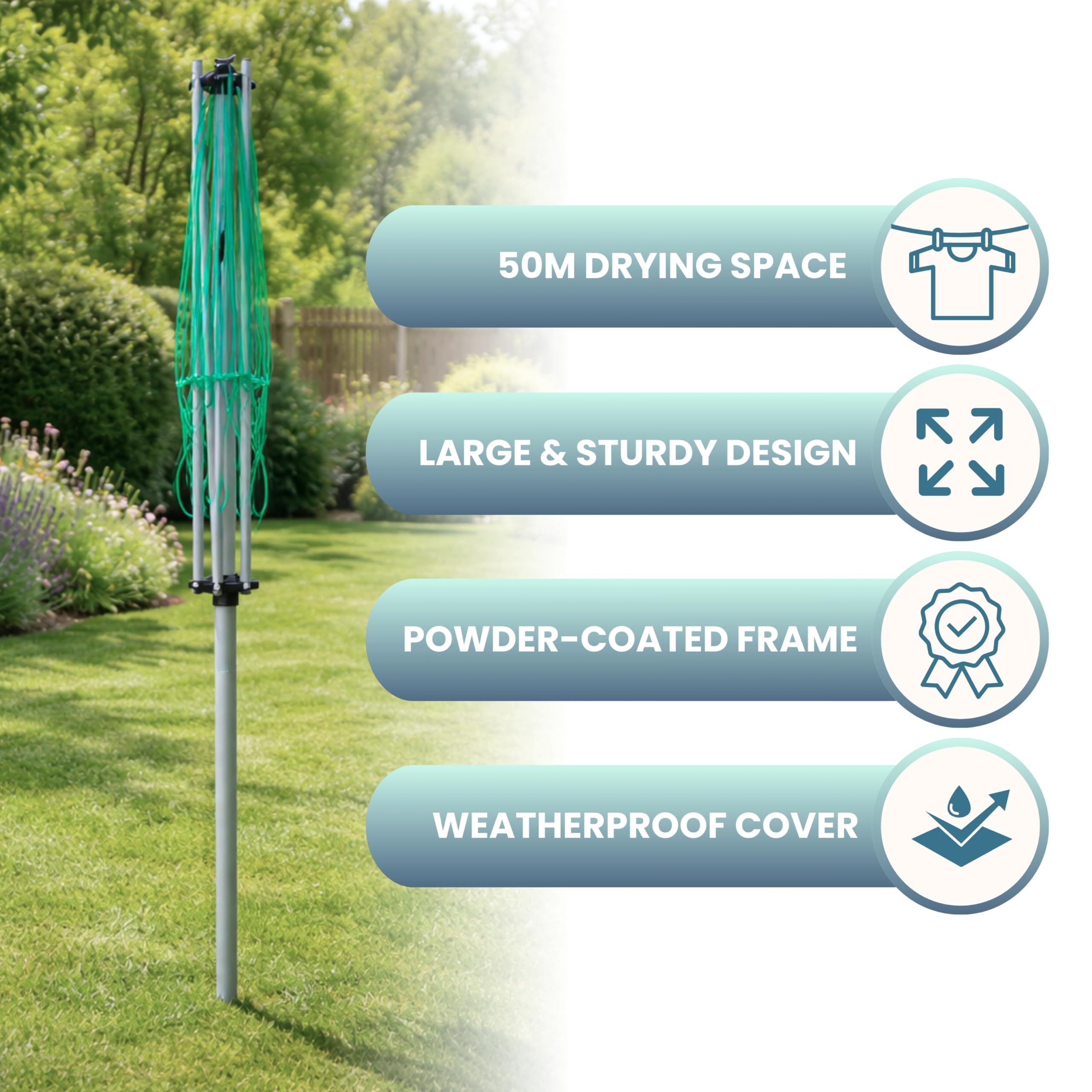 Garden Mile 50m 4 Arm Rotating Clothesline