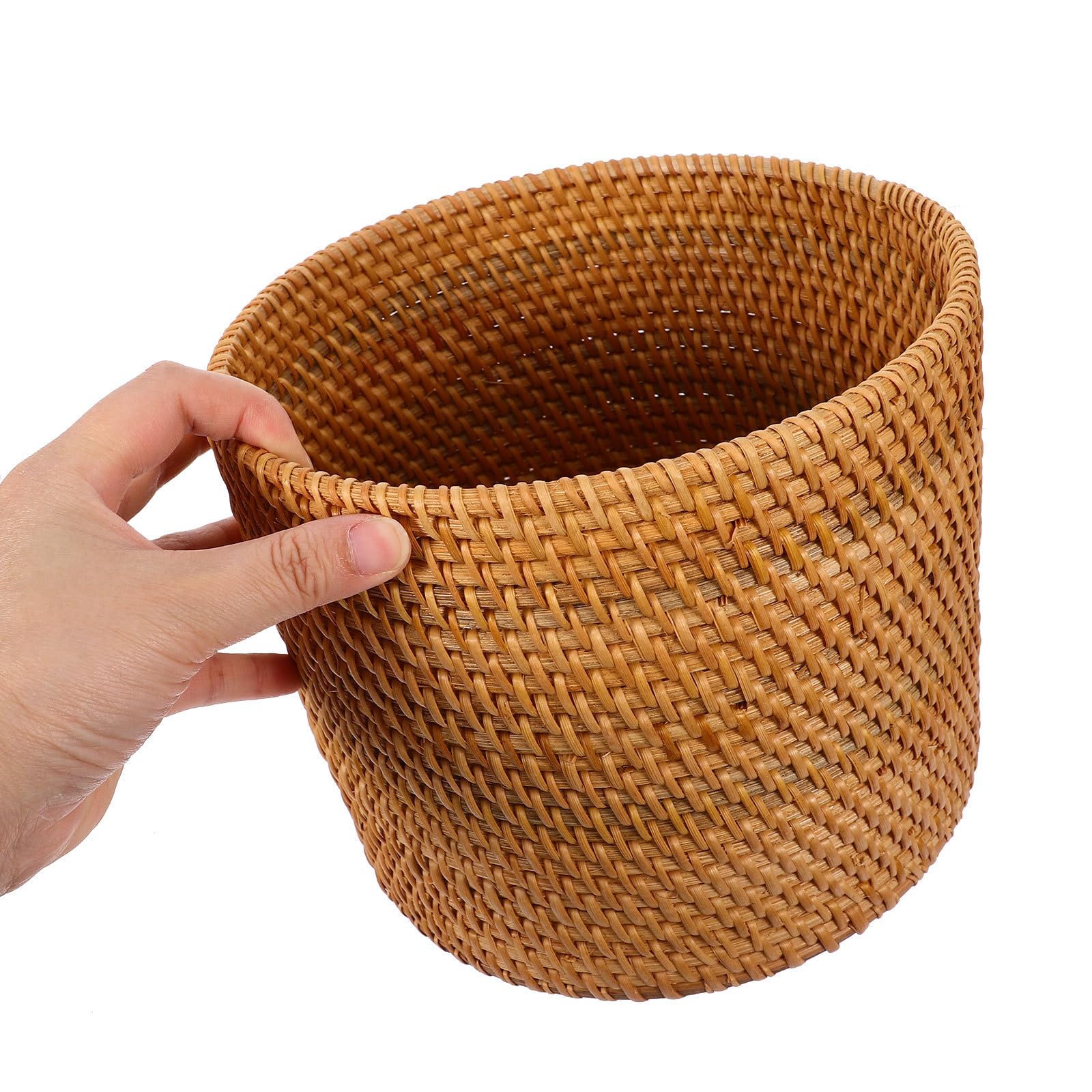 TOYANDONA Cesto Rotondo Intrecciato in Simil Rattan per Casa Porta Pane e Frutta Multiuso per Organizzazione e Decorazione Materiale Sicuro e Portatile