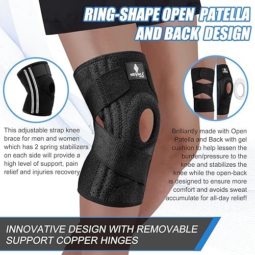 Miniatura 4 de NEENCA Rodillera para dolor de rodilla, soporte de rodilla ajustable con almohadilla de gel de rótula y estabilizadores de resorte lateral,