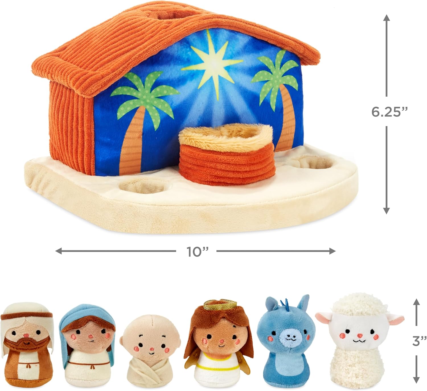 Hallmark Nativity Scene Plush Toy (Manger with Baby Jesus, Mary, Joseph, Angel, Animals) for Kids, Grandchildren