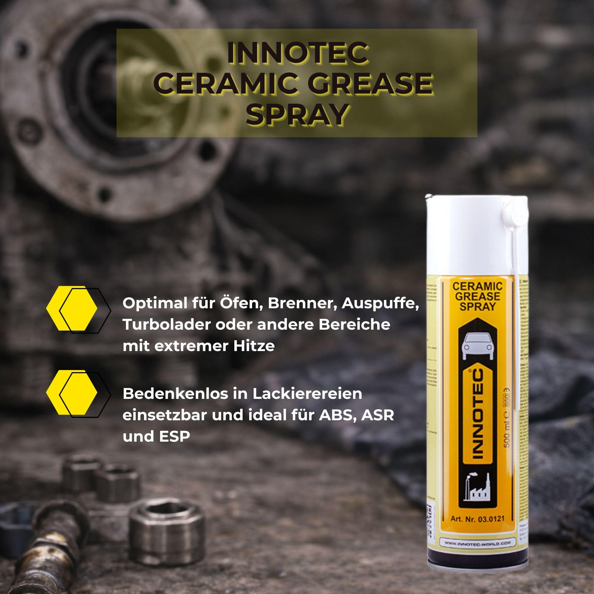 2 pezzi Innotec Ceramic Grease Spray – Grasso ceramico resistente alla pressione – Lubrificante ad alta temperatura per carichi estremi – Montaggio e manutenzione di sistemi di frenatura, sistemi di