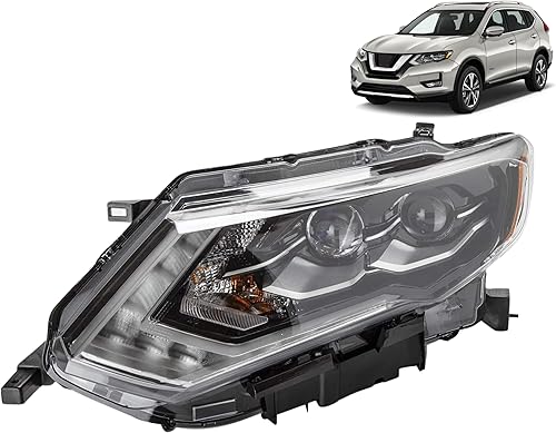Repuesto para Nissan 2017-2018 Rogue SL, 2017-2018 Rogue SL Hybrid DOTSAE compatible con faros LED con bombillas izquierdalado del conductor