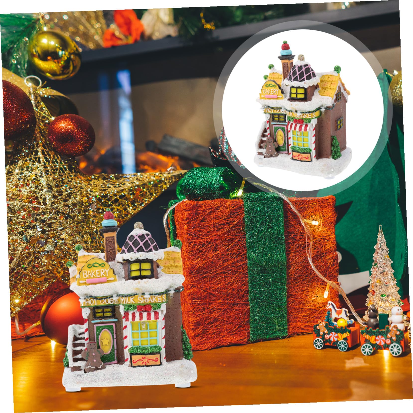 LIFKOME Casa de Navidad LED Luminosa Decorativa para Escritorio Diseño Casita de Jengibre con Luz Cálida Ornamento Navideño Resistente y Atractivo para Fiestas y Decoración de Hogar