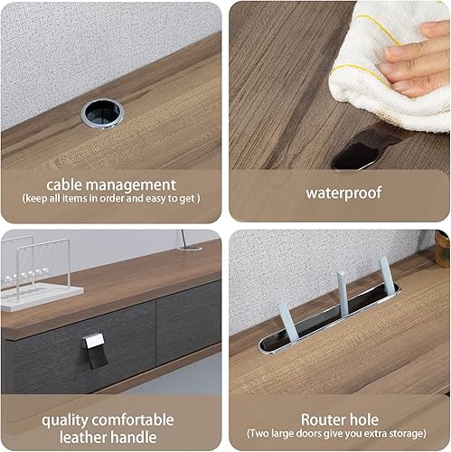 Miniatura 5 de Pmnianhua Estante flotante para TV, 55 pulgadas, soporte flotante para TV montado en la pared, consola multimedia, consola de TV de pared, estante