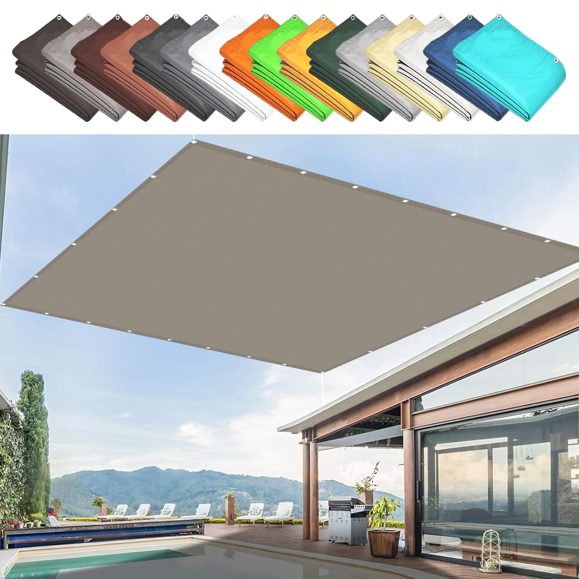 Voile d'ombrage carré 2,8x2,8 m taupe résistant aux UV avec cordes de fixation pour jardin et terrasse