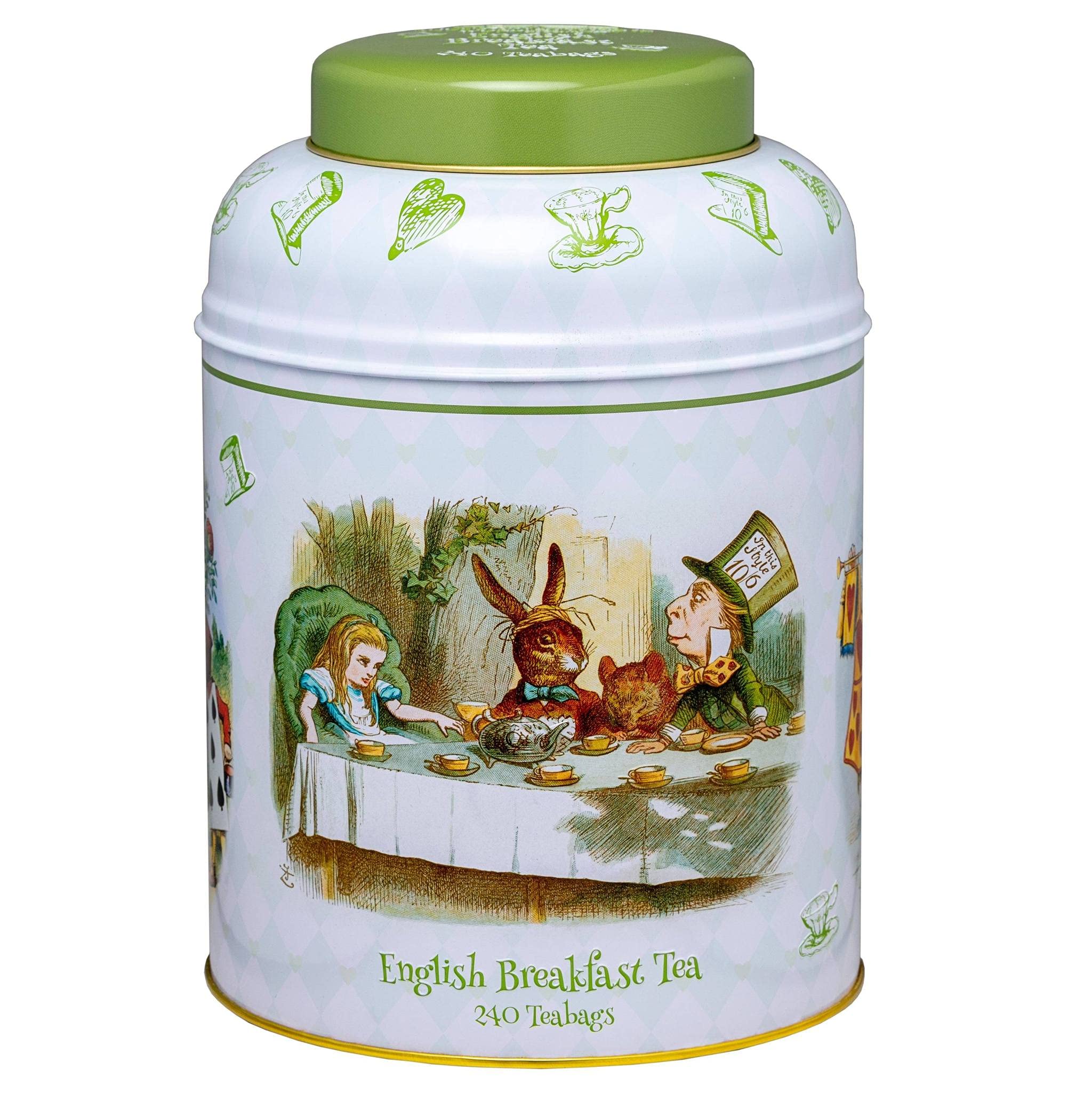 New English Teas Alice in Wonderland Tea Caddy with 240 English Breakfast Teabags