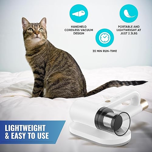 Miniatura 2 de Natura Home Aspiradora de colchón de cama inalámbrica de mano, 2 velocidades con luz UV, filtro HEPA, recargable para cama, colchón, sofá,