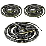 NAKIMO 3 Pieces Realistic Rubber Snake 50 & 31.5 Fake Snake Toy for Garden Props and Practical Joke