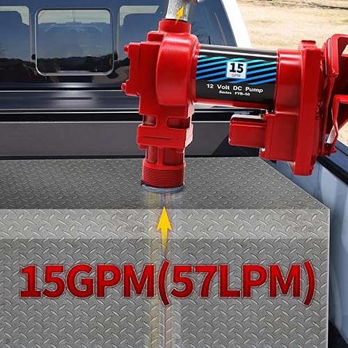 Miniatura 4 de Bomba de transferencia de combustible a prueba de explosiones de 12 voltios y 15 GPM compatible con gasolina, diésel, queroseno, aceite mineral y