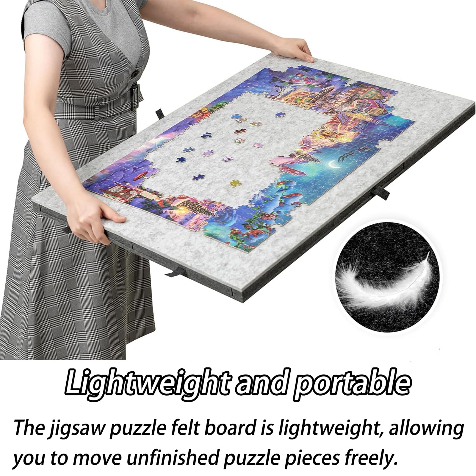 Deska do puzzli, stół z szufladami, nachylony blat z filcu, podkładka do przechowywania puzzli, antypoślizgowa powierzchnia, łatwe przechowywanie, dla hobbystów i kreatywnych zajęć
