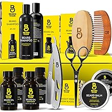 The Beard Club Beard Kit for Men - Grooming &amp; Care Kit - Cedar &amp; Sandalwood Oil, Cedar Balm, Shampoo, Brush, Comb, Trimming Scissors, Straight Edge Razor - Gift Set