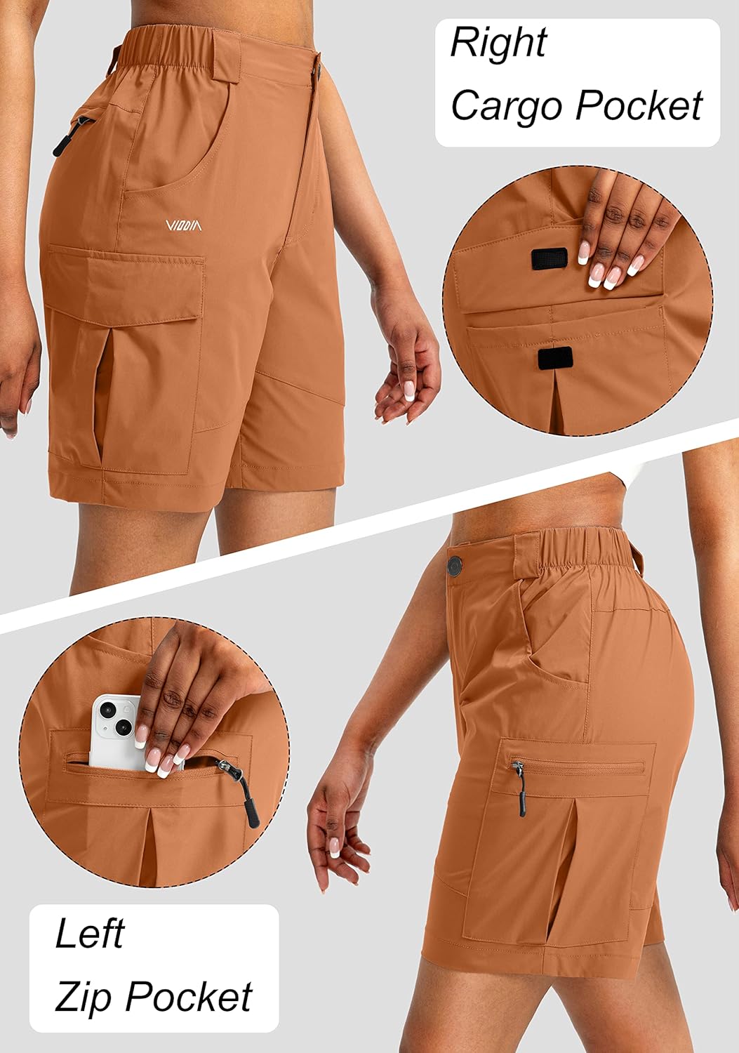Viodia Women's 7" Hiking Cargo Shorts with Pockets Quick Dry Lightweight Shorts for Women Golf Casual Summer Shorts - Image 4
