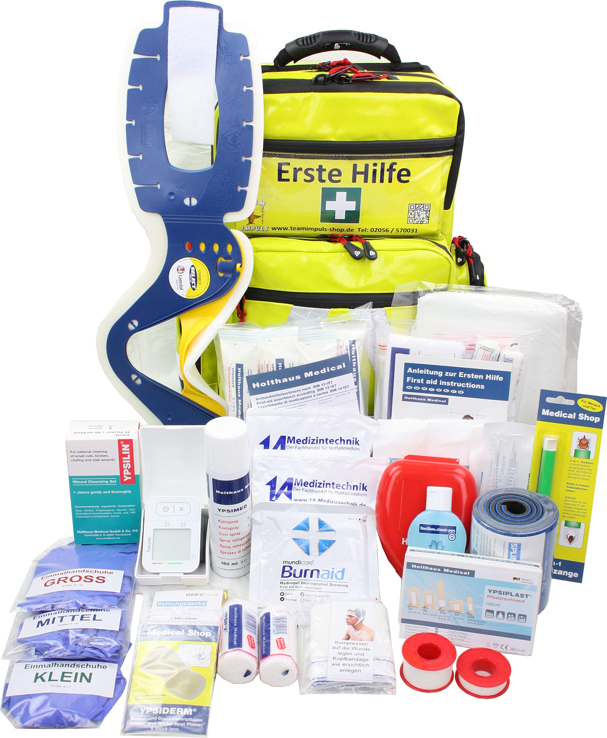 Erste Hilfe Notfallrucksack für Jugendgruppen u. Zeltlager - Plane in gelb - Waterstop Reißverschlüsse