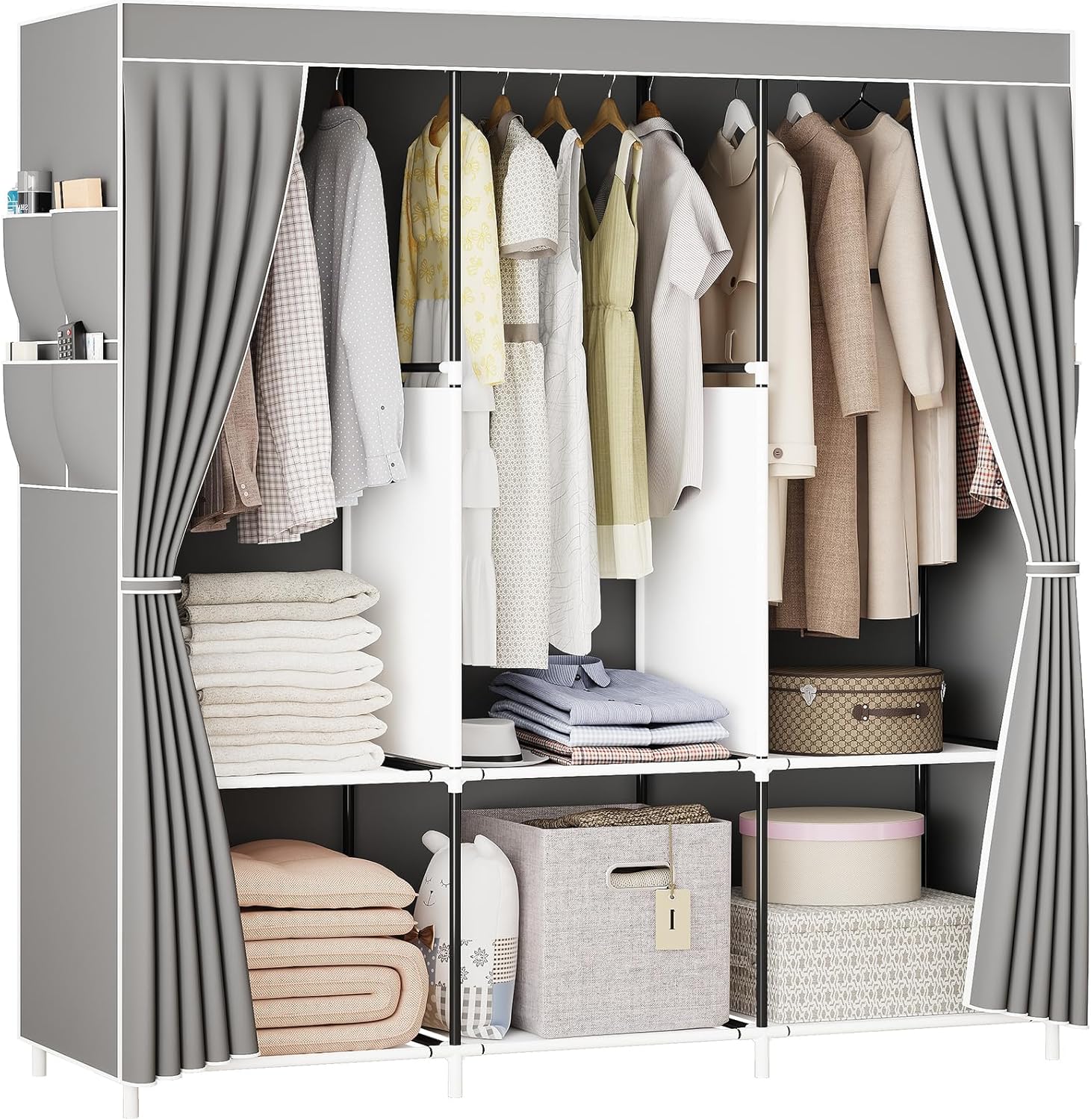 SMILOVII Canvas Wardrobe, Foldable Closets Portable wardrobe, Versatile