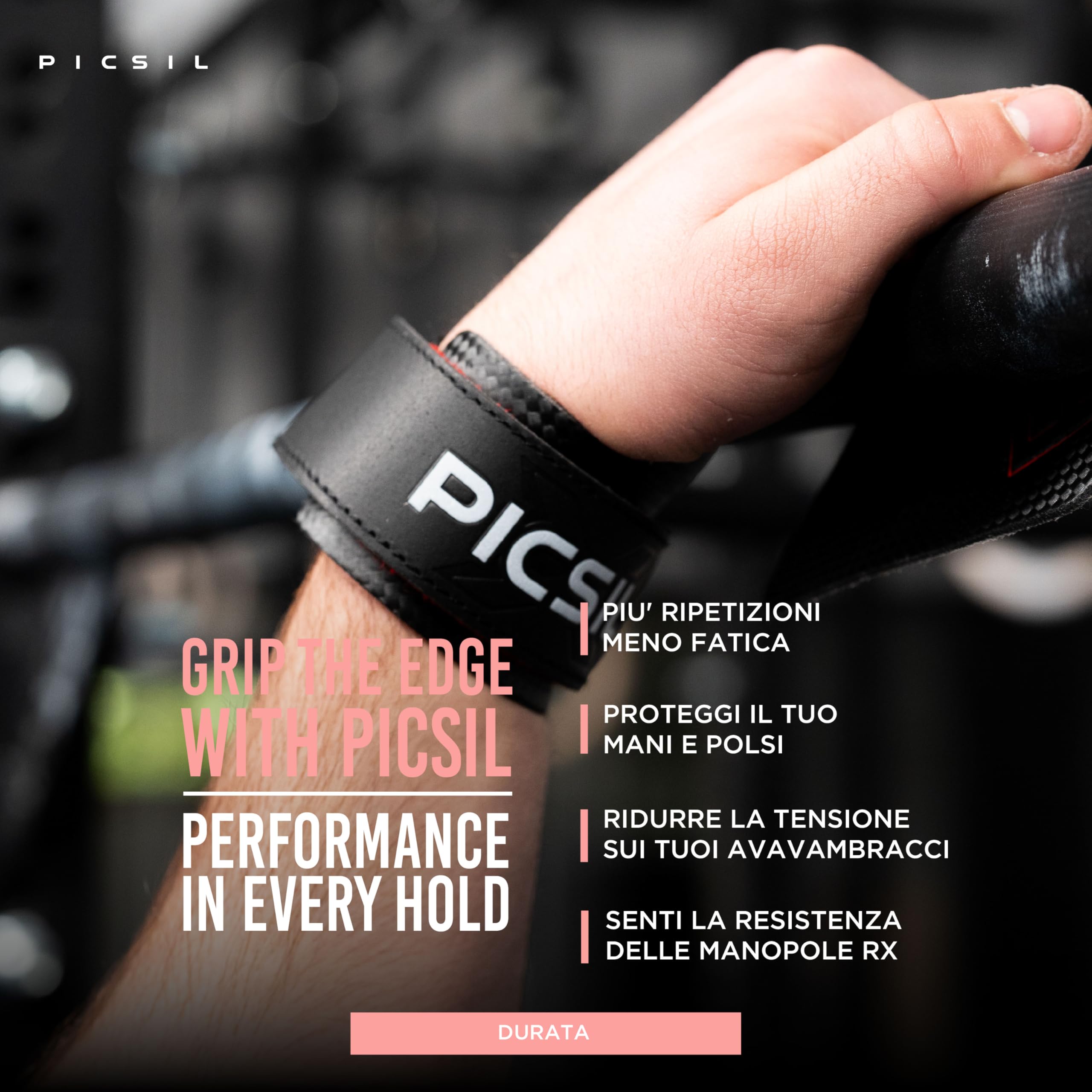 PICSIL RX Grip Pad per Cross Training, Carbon Grip, Manopole Paracalli per Palestra, Box, Sollevamento Pesi, Ginnastica, Prevengono Vesciche e Strappi, Maggiore Resistenza e Protezione, Unisex
