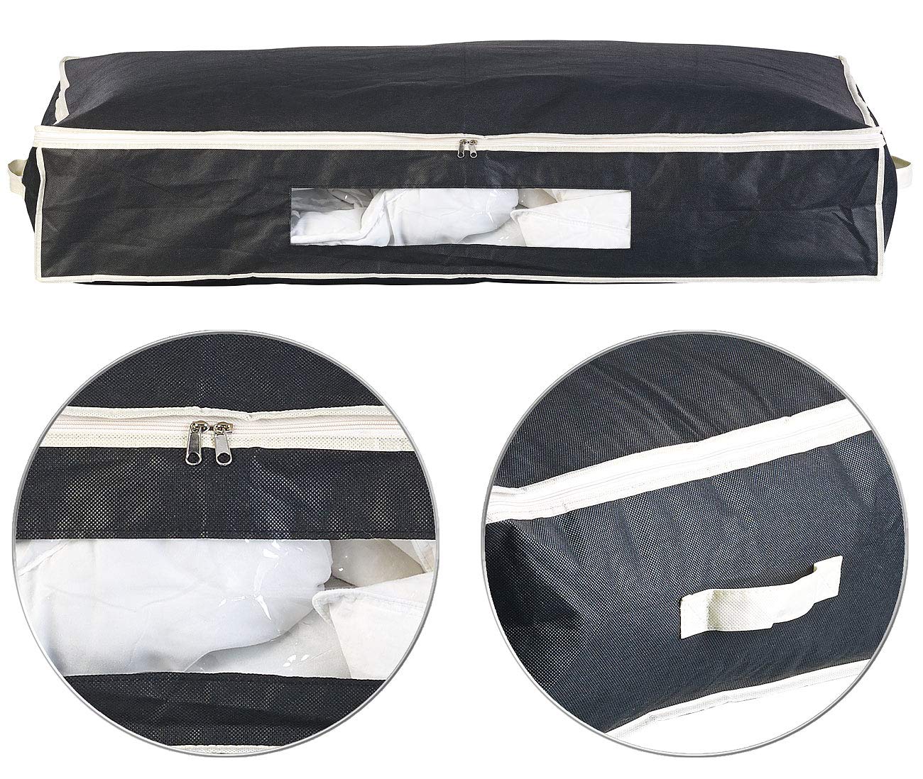infactory Unterbett Aufbewahrung: 4er-Set Unterbettkommoden mit Sichtfenster & Handgriffen, 100x48x18 cm (Kleider-Aufbewahrung-Boxen, Allzweckbox, Decke)