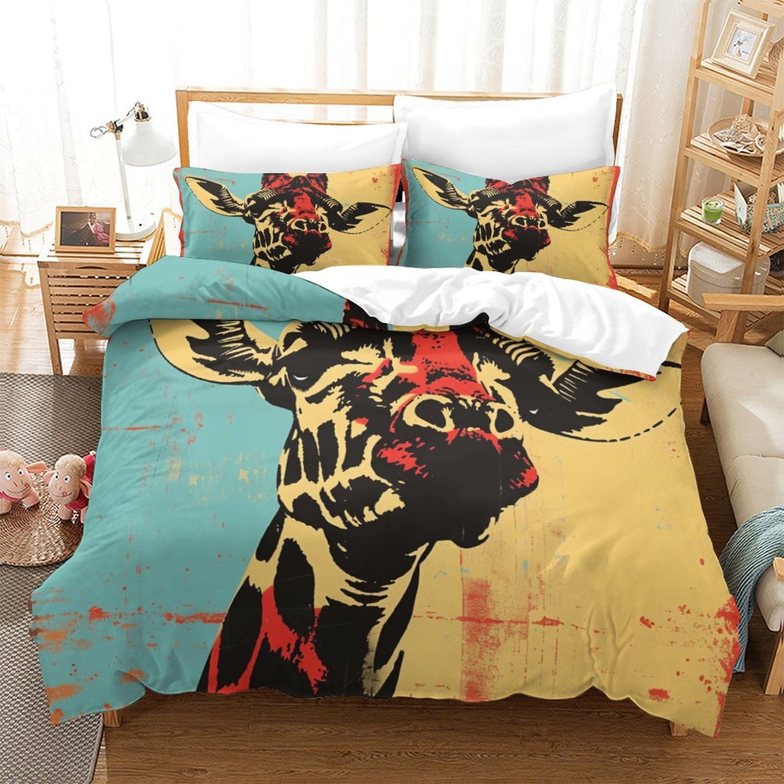 Set de housse de couette girafe pour en finir avec les draps rudes