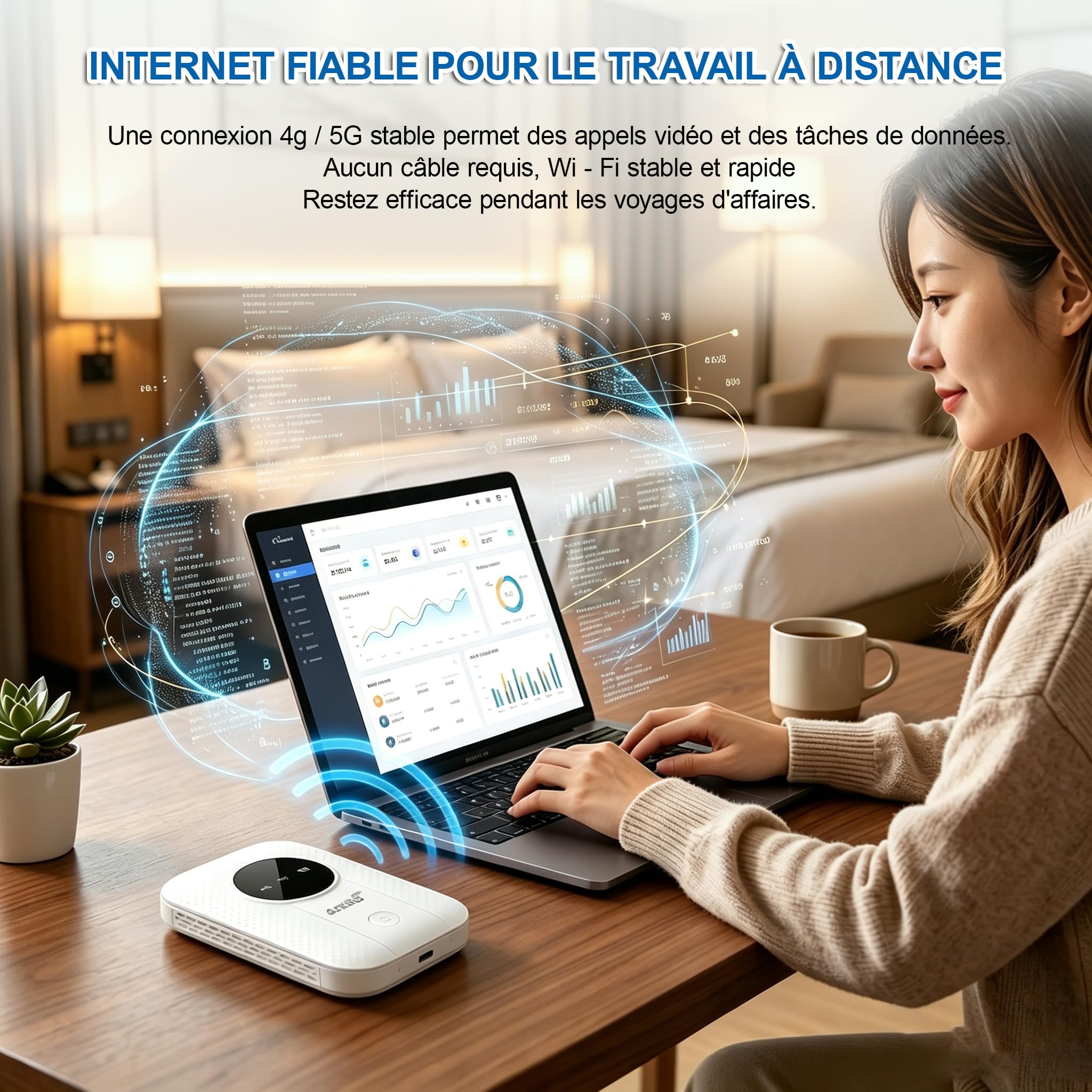 Routeur 5G/4G Portable WiFi 6 avec Slot SIM –Modem Carte SIM,Mobile Haut Débit 5G/4G+, Jusqu’à 20+ Appareils Connectés, Batterie 2100mAh,pour Voyage